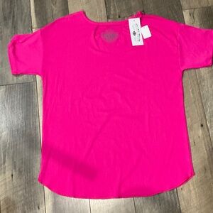 Crazy Train Neon Pink Graphic Back Short Sleeve Top